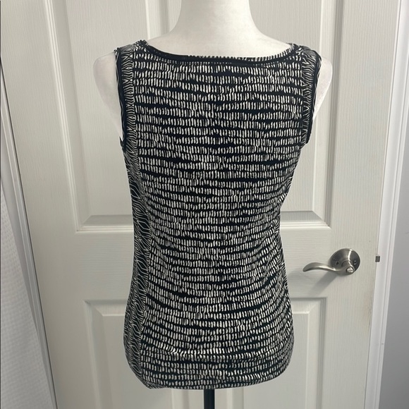 Sigrid Olsen Black & Cream Patterned Women's Top - Picture 3 of 9